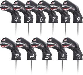 img 4 attached to 🦈 Craftsman Golf 11-Piece Long Neck Iron Headcover Set - Shark Sock Design, with Covers for 4, 5, 6, 7, 8, 9, P, A, S, L, and X Clubs