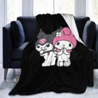 🌸 lovely kuromi and my melody all-season ultra-soft micro fleece blanket: indoor and car use, soft & comfortable, 60x50 inches logo