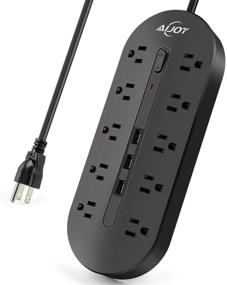 img 4 attached to 🔌 AiJoy Surge Protector Power Strip with 10 Outlets, 3 USB Ports, and 10ft Extension Cord - Fast Charging, Switch, 3000W/13A
