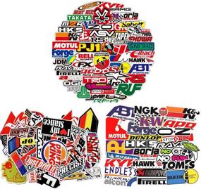 img 4 attached to 🏎️ 303pcs JDM Waterproof Racing Car Stickers Pack - Cool Bomb Stickers for Laptop, Motorcycle, Skateboard, Travel, Luggage, Car, Bicycle, Helmet