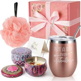 img 4 attached to Unique Birthday Gifts for Women - Funny Wine Tumblers, Rose Gold Candles, and XL Bath Set - Perfect for Mom, Sister, Friends, and Grandma