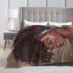 img 2 attached to Abucaky African American Black Girl Lady Fleece Throw Blanket: Ultra Soft Cozy Flannel Decor for Home Couch Bed Chair - All Season, 50x40in