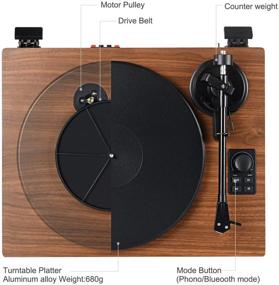 img 2 attached to 🎵 DIGITNOW Vinyl Record Player: HiFi System with Wireless Bluetooth, Magnetic Cartridge, Adjustable Counter Weight & Detachable 36W Speakers