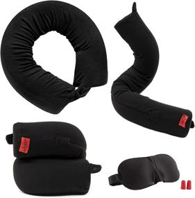 img 4 attached to ✈️ Lusso Gear Twist Memory Foam Travel Pillow - Neck, Lumbar & Leg Support - Adjustable for Plane, Car, Home - Machine Washable & Dryer Safe Cover - Attaches to Luggage - Includes Ear Plugs & Eye Mask