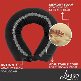 img 1 attached to ✈️ Lusso Gear Twist Memory Foam Travel Pillow - Neck, Lumbar & Leg Support - Adjustable for Plane, Car, Home - Machine Washable & Dryer Safe Cover - Attaches to Luggage - Includes Ear Plugs & Eye Mask