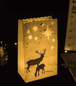 img 3 attached to 🎄 Homemory 24-Count Christmas Luminary Bags: Flame-Resistant Tealight Candle Bags for Festive Party Decor - Stars, Elks, Deer Luminaries for Thanksgiving, Christmas