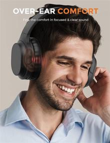 img 2 attached to 🎧 Advanced 5 EQ Modes Wireless Headphones with CVC6.0 Noise Cancelling Microphone, 40Hrs Playtime, Wireless 5.0, Stereo Sound - Perfect for Travel, Home Office, TV