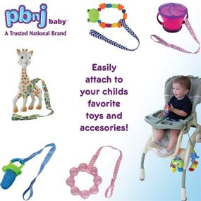 img 1 attached to 🧸 PBnJ Baby Toy Saver Strap Holder Leash Set - Light Blue/Navy - 4 Pieces