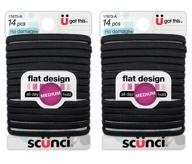 💆 scunci no-damage black hair ties: all-day hold, flat design – 14-pcs per pack (2-packs) logo