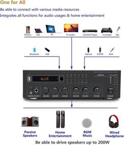 img 2 attached to 🔊 [Renewed-Like New] KEiiD Bluetooth (V5.0) Stereo Digital Amplifier Receiver with 2X 40W RMS for Home Audio Passive Speakers System, Compact Size with USB/Optical/SPDIF/AUX/MP3/Mic Inputs, Remote Control and Sleep Timer