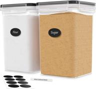 dwëllza kitchen extra large airtight food storage containers - set of 2, 175 oz each - flour & sugar containers - air tight pantry & kitchen organization bulk food storage canisters with marker & labels logo