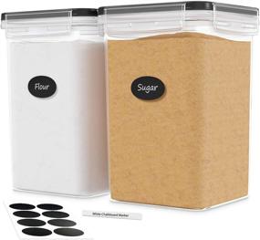 img 4 attached to DWËLLZA KITCHEN Extra Large Airtight Food Storage Containers - Set of 2, 175 oz Each - Flour & Sugar Containers - Air Tight Pantry & Kitchen Organization Bulk Food Storage Canisters with Marker & Labels