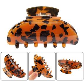 img 2 attached to 🐆 Stylish 5 Pack Leopard Print Hair Claw Clips: Fashionable Barrettes for Women and Girls - Colorful Tortoise Celluloid Hair Jaw Clips