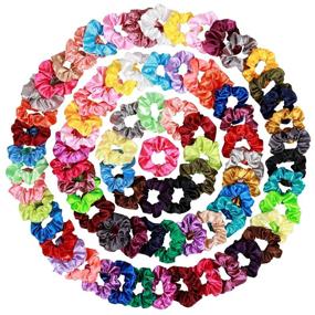 img 3 attached to 80 Piece Set of Silk Satin Scrunchies in 40 Colors 🎀 - Hair Bobbles, Ponytail Holders, and Accessories - Solid Color Hair Ties