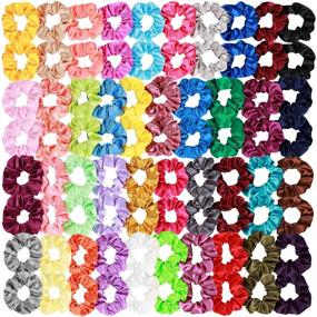 img 2 attached to 80 Piece Set of Silk Satin Scrunchies in 40 Colors 🎀 - Hair Bobbles, Ponytail Holders, and Accessories - Solid Color Hair Ties