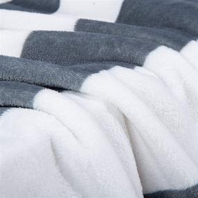 img 3 attached to 🛏️ NTBAY Flannel Throw Blanket: Grey and White Striped Bed Blanket, Super Soft - 51 x 68 Inches