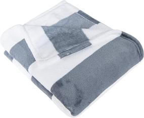 img 1 attached to 🛏️ NTBAY Flannel Throw Blanket: Grey and White Striped Bed Blanket, Super Soft - 51 x 68 Inches