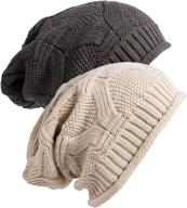 🧣 winter essential: 2 pack women's & men's soft knit slouchy beanies logo