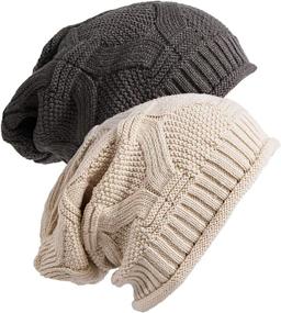 img 4 attached to 🧣 Winter Essential: 2 Pack Women's & Men's Soft Knit Slouchy Beanies