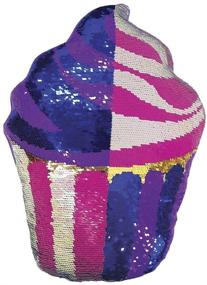 img 3 attached to 🧁 Colorful Swirl Icing Cupcake Mini Pillow with Reversible Sequin & Soft Fleece Back - 7" x 9