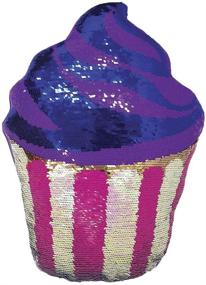 img 2 attached to 🧁 Colorful Swirl Icing Cupcake Mini Pillow with Reversible Sequin & Soft Fleece Back - 7" x 9