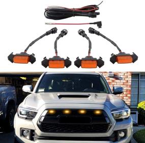img 4 attached to 🔥 FURYENGRAVER Amber LED Grille Lighting Kit for Toyota Tacoma TRD Pro Grill 2016-2018 | Enhanced Visibility with Fuse Adapter | 4 Pcs