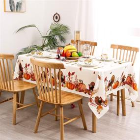 img 1 attached to 🍽️ Waterproof Rectangle Thanksgiving Tablecloth - Perfect Hiasan Décor