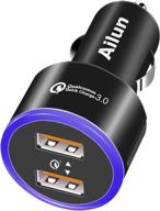 💨 power up your iphone 12 and galaxy s20 with ailun fast car charger featuring dual qualcomm quick charge 3.0 ports logo