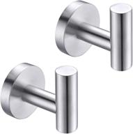 hoooh bathroom towel hook: stylish brushed stainless steel coat/robe clothes hook for wall mounting - pack of 2 (b100-bn-p2) logo