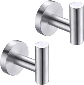 img 4 attached to Hoooh Bathroom Towel Hook: Stylish Brushed Stainless Steel Coat/Robe Clothes Hook for Wall Mounting - Pack of 2 (B100-BN-P2)