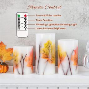 img 2 attached to CRYSTAL CLUB Maple Leaves Flameless Candles with Timer: Set of 3, Remote Control & Flickering LED Pillar Candles for Fall Decorations