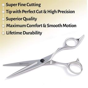 img 2 attached to 💇 6 Inch Hair Scissors with Ultrasharp Blades | Professional Hair Cutting Scissors for Precise Cuts | Enhanced Durability & Smooth Motion | Barber Scissors with Protective Sheath, Cleaning Leather, Key & Rings