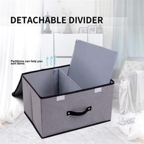 img 3 attached to DIMJ Foldable Storage Bins with Lids - Large Stackable Storage Boxes for Shelf, Office, Nursery, Toys, Clothes, Books - Double Lid Design with Handle Divider - 2Pack