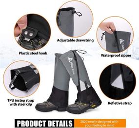 img 1 attached to 🏔️ Hikenture Leg Gaiters: Waterproof Zipper, Anti-Tear, Breathable Shoe Gaiters for Men & Women - Ideal for Hiking, Hunting, Skiing, Running