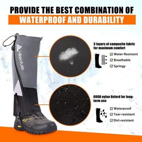 img 3 attached to 🏔️ Hikenture Leg Gaiters: Waterproof Zipper, Anti-Tear, Breathable Shoe Gaiters for Men & Women - Ideal for Hiking, Hunting, Skiing, Running