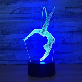 img 2 attached to 🤸 Cirkooh Gymnastics 3D Optical Illusion Lamp: Remote Control LED Table Desk Lamp with 7 Color Options, Timing, and Touch Button for Home Bedroom Decoration