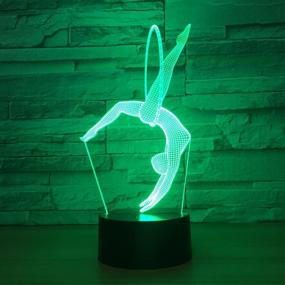 img 1 attached to 🤸 Cirkooh Gymnastics 3D Optical Illusion Lamp: Remote Control LED Table Desk Lamp with 7 Color Options, Timing, and Touch Button for Home Bedroom Decoration