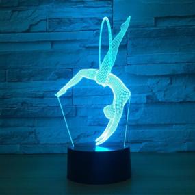 img 3 attached to 🤸 Cirkooh Gymnastics 3D Optical Illusion Lamp: Remote Control LED Table Desk Lamp with 7 Color Options, Timing, and Touch Button for Home Bedroom Decoration