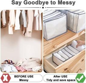 img 3 attached to Wardrobe Drawer Organizer for Clothing - Topcci Clothes Organizer, Washable & Foldable Compartment Storage Box for Thin Jeans, Leggings, Underwear, Socks, T-Shirts - 7 Grids