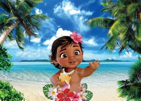 img 3 attached to 🌴 Прекрасный фон GYA 7x5ft летней Baby Moana: Захватите дух пляжного океана на день рождения с тропическим пляжем, морем, островом и пальмами в качестве фоновой альтернативы для фотосъемки - идеально подходит для свадебного праздника и фотобудки.