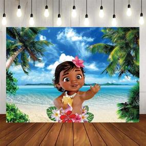 img 4 attached to 🌴 Прекрасный фон GYA 7x5ft летней Baby Moana: Захватите дух пляжного океана на день рождения с тропическим пляжем, морем, островом и пальмами в качестве фоновой альтернативы для фотосъемки - идеально подходит для свадебного праздника и фотобудки.