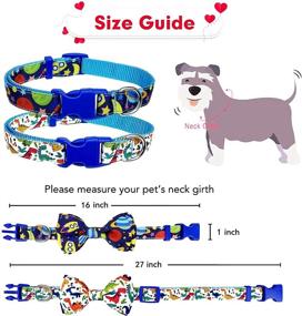 img 2 attached to 🦖 Large 2 Pack Dog Collar with Bow Tie – Stylish Holiday Dinosaur and Space Collar for Small Medium Large Puppies Pets