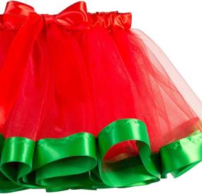 img 1 attached to 🎅 SUNTRADE Red Christmas Tutu Skirt: Layered Ballet Tulle for Christmas Party with Headband