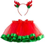 🎅 suntrade red christmas tutu skirt: layered ballet tulle for christmas party with headband logo