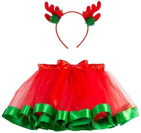 img 4 attached to 🎅 SUNTRADE Red Christmas Tutu Skirt: Layered Ballet Tulle for Christmas Party with Headband