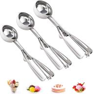 🍨 18/8 stainless steel cookie scoop ice cream scoop melon scoop with trigger - set of 3 cupcake scoops logo