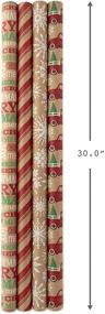 img 2 attached to Hallmark Christmas Wrapping Paper Bundle with Cut Lines on Reverse, Kraft - Red Trucks, Snowflakes, Stripes, Merry Christmas (Pack of 4, 88 sq. ft. ttl)