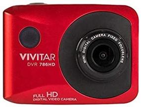 img 2 attached to 📷 Vivitar DVR786HD Видеокамера на основе экшн-видео 1080p HD, водонепроницаемая, с цифровым зумом 4X, с пультом дистанционного управления, монтажными креплениями для шлема и велосипеда, microSD-картой, фотокамера для детей и взрослых, красная.