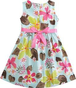 img 2 attached to Sunny Fashion Girls Blue Flower Print Dress: Delightful Style for Your Little One