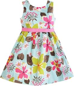 img 3 attached to Sunny Fashion Girls Blue Flower Print Dress: Delightful Style for Your Little One